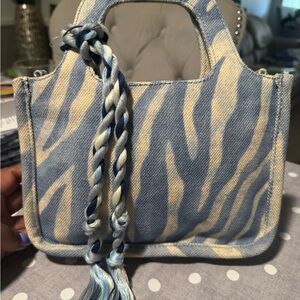 Vince Camuto Blue and Cream Crossbody Bag
